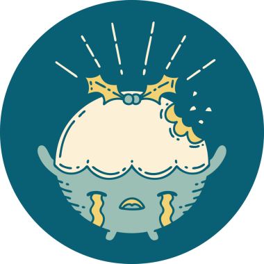 Bir insan tarafından çizilmiş dövme stili bir puding karakteri.