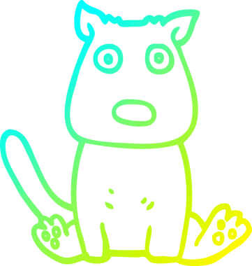 Bir insan tarafından çizilmiş sakin bir köpeğin soğuk çizgi çizimi.