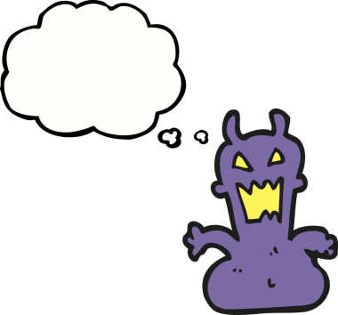 Serbest çizim düşünce balonu karikatürü küçük uzaylı bir insan tarafından çizildi