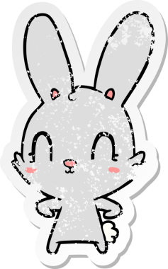 Bir insan tarafından çizilmiş şirin bir tavşanın sıkıntılı çıkartması.