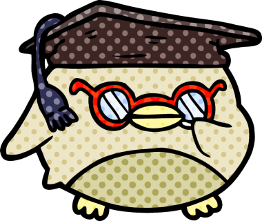 Bir insan tarafından çizilmiş akıllı yaşlı baykuş.