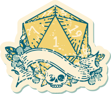 Retro Dövme Biçimi Doğal Bir d20 zar bir insan tarafından çizildi