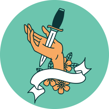 Bir insan tarafından çizilmiş eline hançer dövmesi simgesi