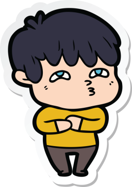 Bir insan tarafından çizilmiş garip bir adamın çıkartması.