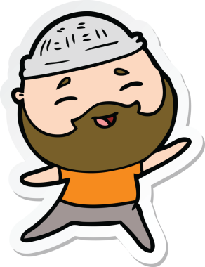 Bir insan tarafından çizilmiş mutlu sakallı bir adamın çıkartması.