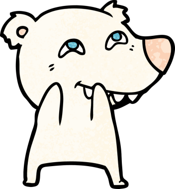 Karikatür kutup ayısı bir insan tarafından çizilmiş dişleri gösteriyor