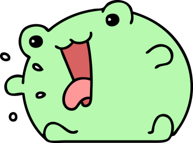 Bir insan tarafından çizilmiş komik, mutlu bir kurbağanın çizgi filmi.