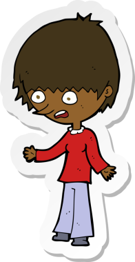 Çizgi film çıkartması bir insan tarafından çizilmiş stresli bir kadın.