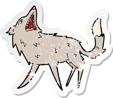 Bir insan tarafından çizilmiş bir karikatür kapan kurdun gerilemiş çıkartması.