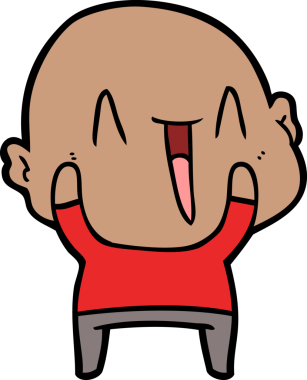 Bir insan tarafından çizilmiş mutlu, kel adam.