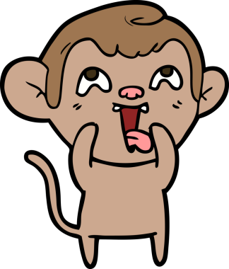 Bir insan tarafından çizilmiş çılgın çizgi film maymunu