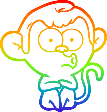 gökkuşağı gradyan çizgi çizimi bir insan tarafından çizilmiş öten maymun