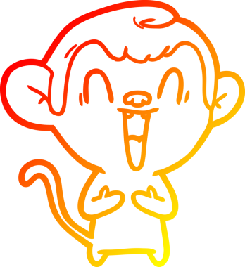 Bir insan tarafından çizilmiş gülen maymun çizgi çizimi.