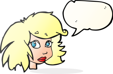 Bir insan tarafından çizilmiş serbest konuşma balonu kadın yüzü.