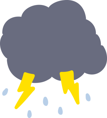 Bir insan tarafından çizilmiş mutlu fırtına bulutu