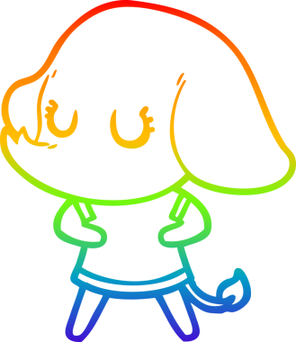 Gökkuşağı gradyan çizgisi bir insan tarafından çizilmiş şirin bir fil çizimi