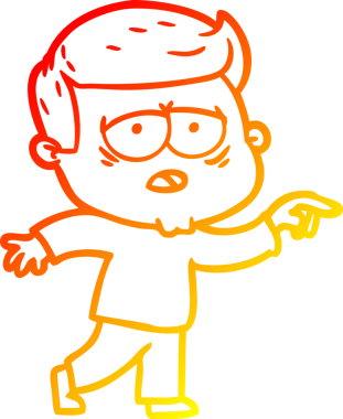 Bir insan tarafından çizilmiş, yorgun bir adamın çizgi çizimi.