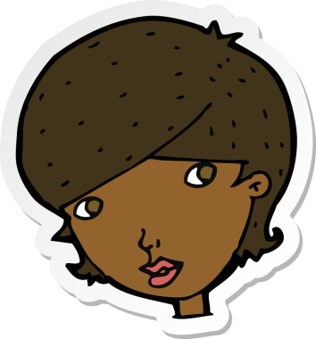 Bir insan tarafından çizilmiş, karikatür dostu bir kadının çıkartması.