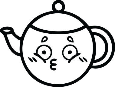 Bir insan tarafından çizilmiş bir çaydanlığın çizgi çizimi