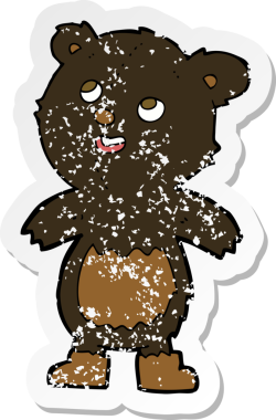 Bir insan tarafından çizilmiş karikatür kara ayısının gerilmiş çıkartması.