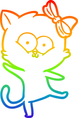 gökkuşağı gradyanı çizimi bir insan tarafından çizilmiş çizgi film kedisi