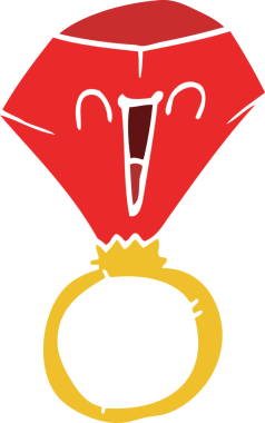 Bir insan tarafından çizilmiş kırmızı yakut bir yüzük.