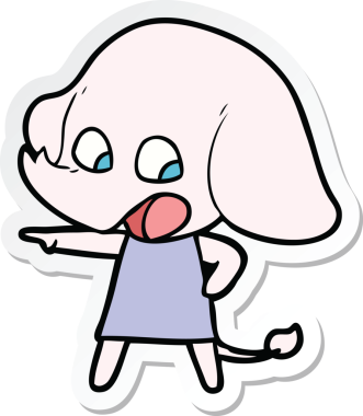 Bir insan tarafından çizilmiş şirin bir fil çıkartması.