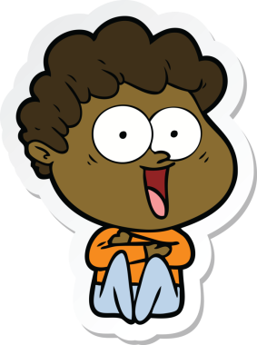 Bir insan tarafından çizilmiş heyecanlı bir adamın çıkartması.