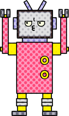 bir insan tarafından çizilmiş bir robotun çizgi roman tarzı