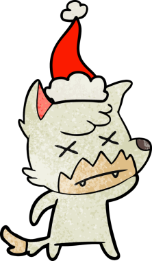 Bir insan tarafından çizilmiş Noel Baba şapkası giymiş ölü bir tilkinin el çizimi karikatürü.
