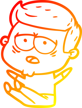 Bir insan tarafından çizilmiş, yorgun bir adamın çizgi çizimi.