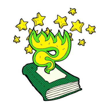 bir insan tarafından çizilmiş bir büyü kitabı.