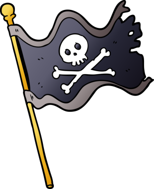 Bir insan tarafından çizilmiş korsan bayrağı.