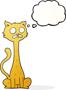 Bir insan tarafından çizilmiş serbest çizim baloncuk çizgi film kedisi.