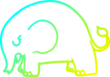 Bir insan tarafından çizilmiş şirin bir filin soğuk gradyan çizgisi