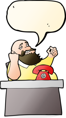 Bir insan tarafından çizilmiş konuşma balonlu kibirli patron.