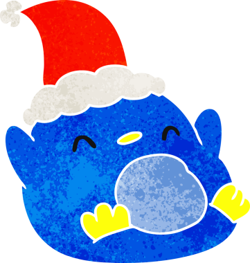 Bir insan tarafından çizilmiş Kawaii pengueninin eski bir karikatürü.