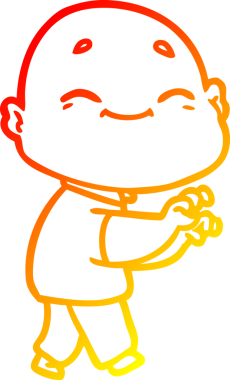 Bir insan tarafından çizilmiş, mutlu kel bir adamın çizgi çizimi.