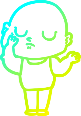 Bir insan tarafından çizilmiş kel bir adamın soğuk çizgi çizimi.