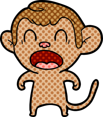 Bir insan tarafından çizilmiş bağıran çizgi maymun.