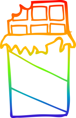 gökkuşağı gradyan çizgi çizimi bir insan tarafından çizilmiş çikolata çubuğu