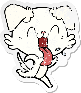 Bir insan tarafından çizilmiş, nefes nefese kalmış bir köpeğin sıkıntılı çıkartması.