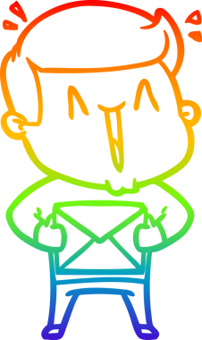 Gökkuşağı gradyanı çizimi bir insan tarafından çizilmiş heyecanlı bir çizgi film