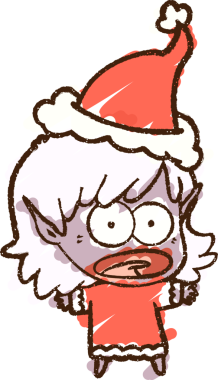 Bir insan tarafından çizilen Noel Elf Tebeşiri