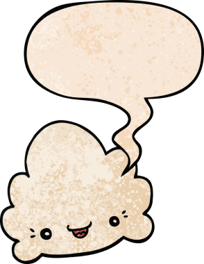 Konuşma baloncuğu olan karikatür bulutu insan tarafından çizilmiş retro doku.