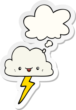 Düşünce baloncuklu karikatür fırtına bulutu insan tarafından çizilmiş bir çıkartma.