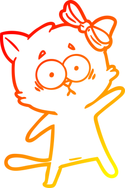 Bir insan tarafından çizilmiş çizgi film kedisinin sıcak çizgi çizimi