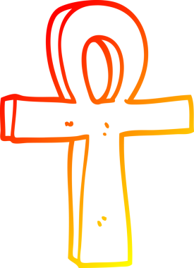 Bir insan tarafından çizilmiş bir çizgi çizgi ankh sembolünün sıcak gradyan çizimi