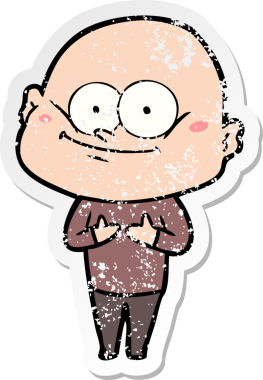 Bir insan tarafından çizilmiş kel bir adamın sıkıntılı çıkartması.