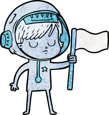 Bir insan tarafından çizilmiş astronot kadın.